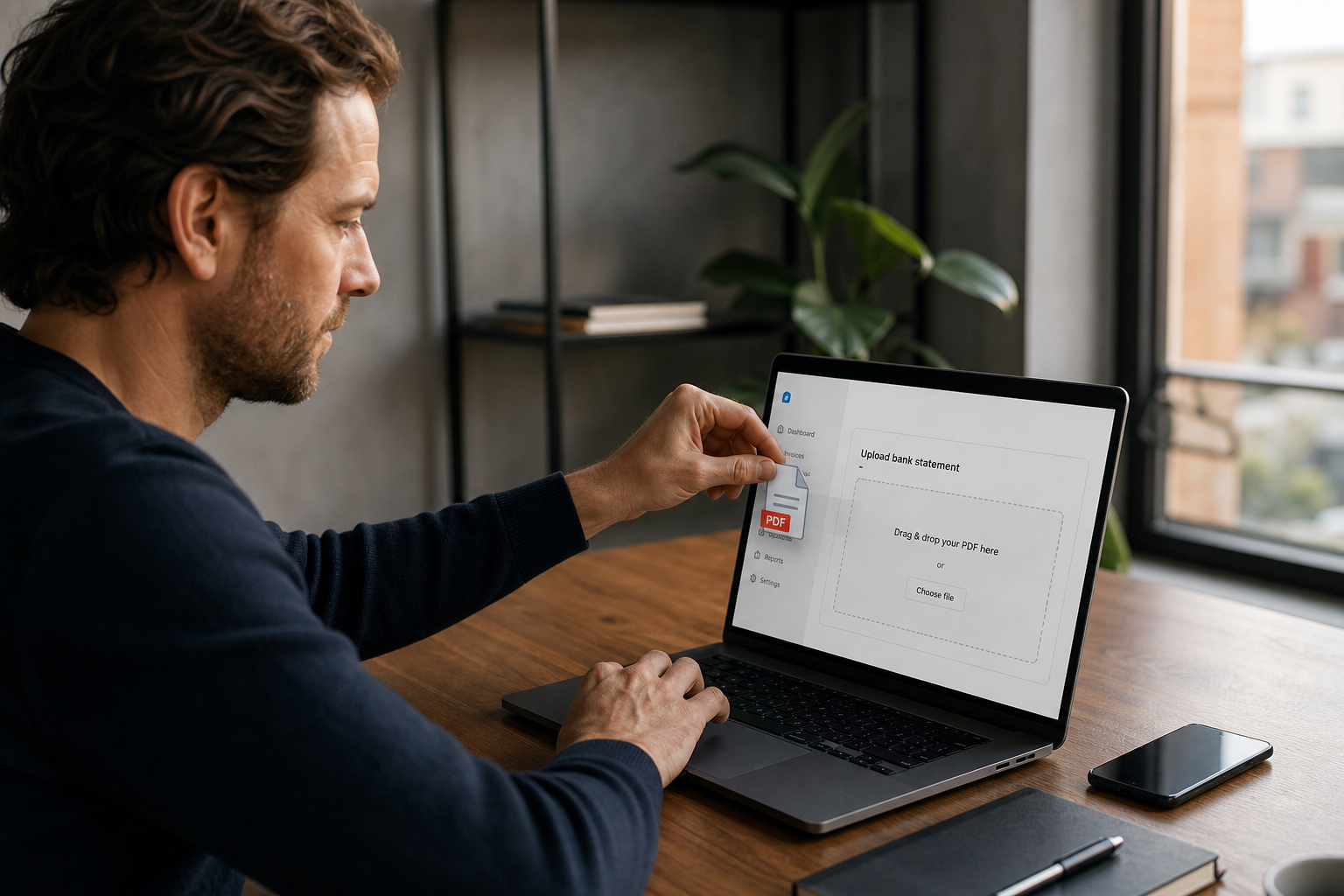 Ondernemer uploadt een bankafschrift en controleert de betalingen.